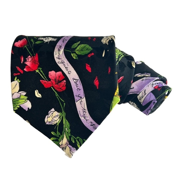 Nicole Miller Novelty Neck Tie Silk Wedding Theme Champagne Cake Floral Guests - Picture 2 of 14